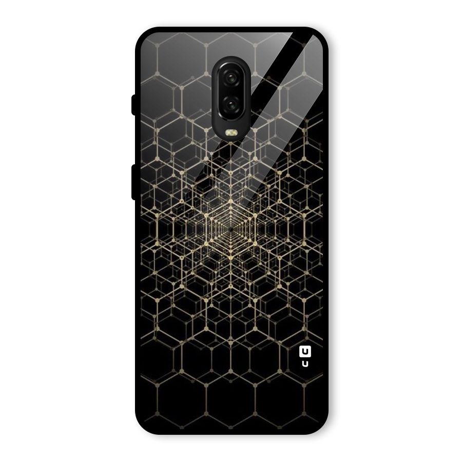 Gold Web Glass Back Case for OnePlus 6T