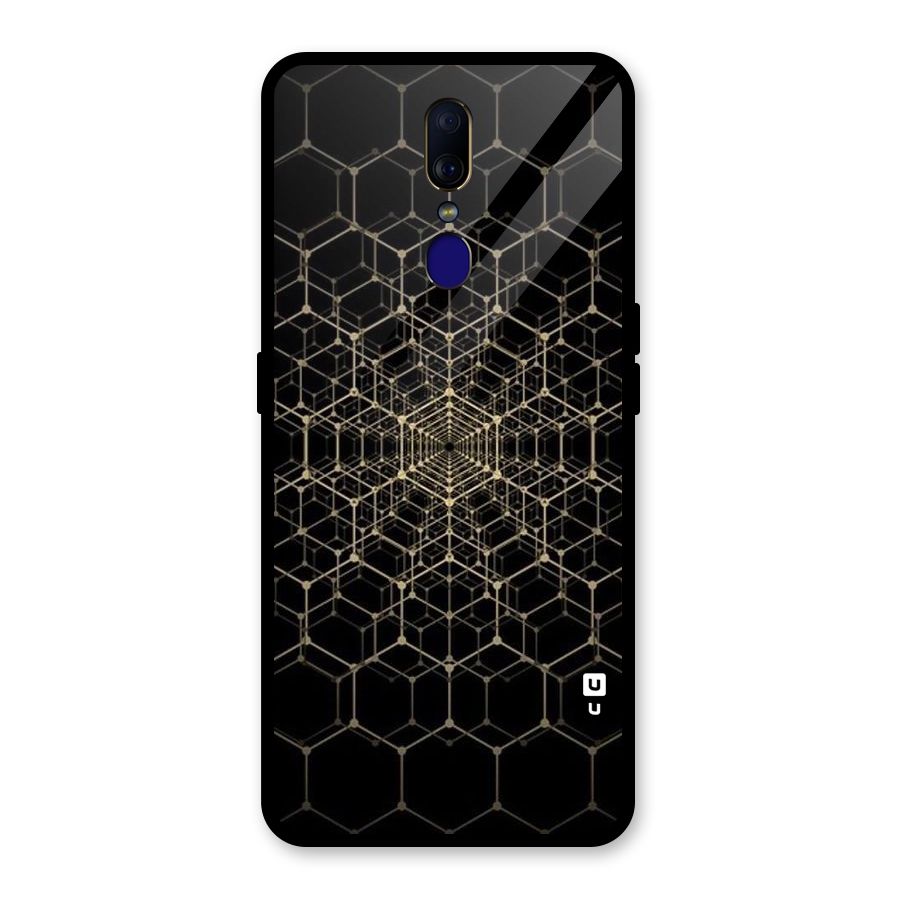 Gold Web Glass Back Case for Oppo F11