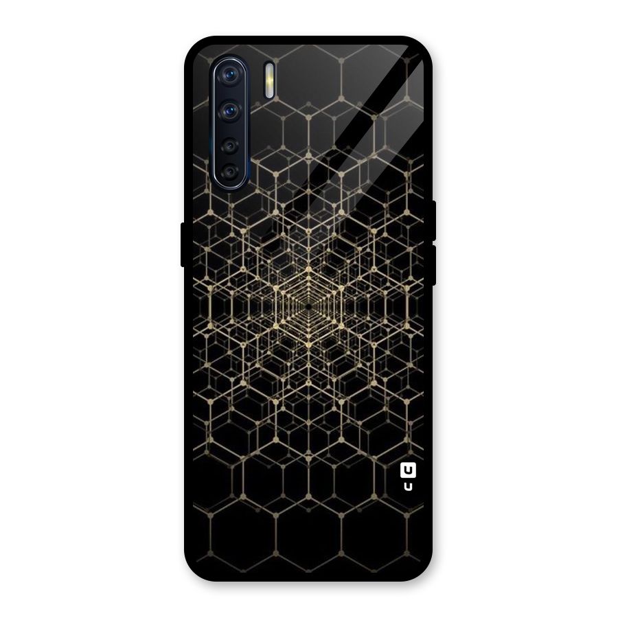 Gold Web Glass Back Case for Oppo F15