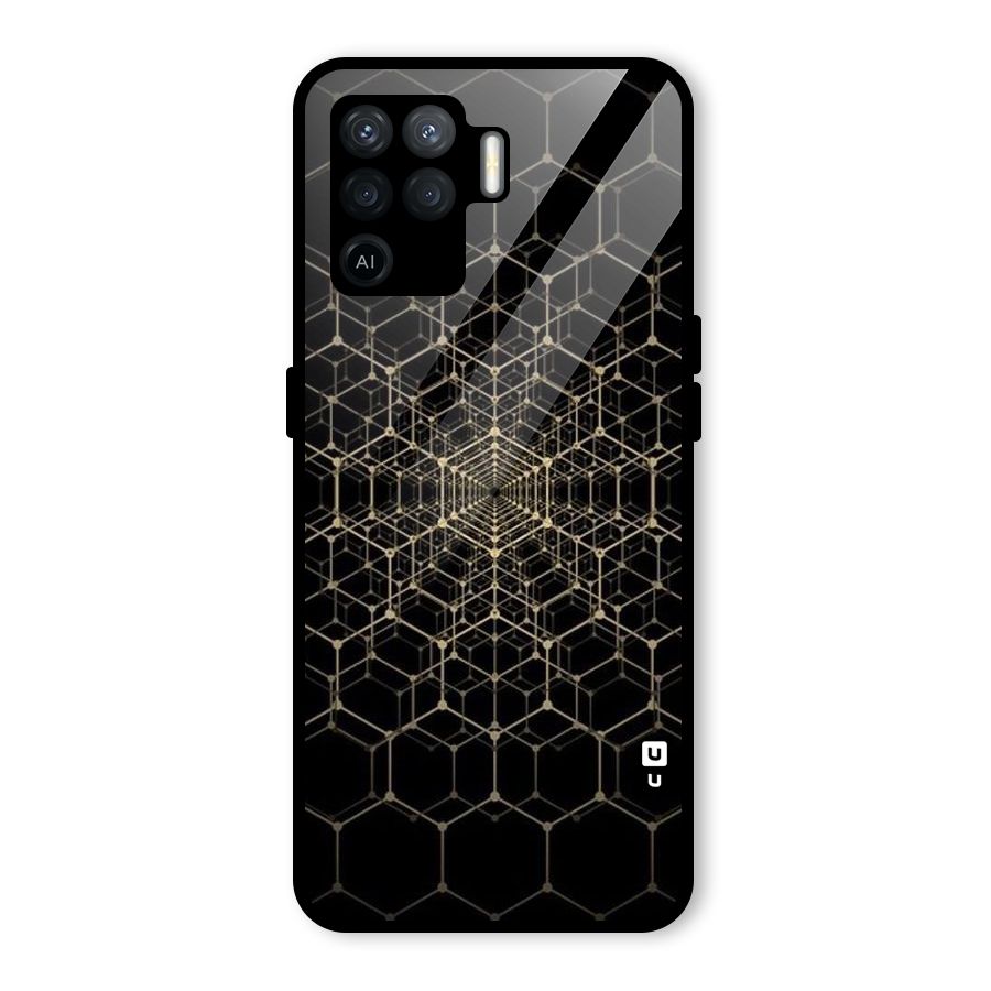Gold Web Glass Back Case for Oppo F19 Pro