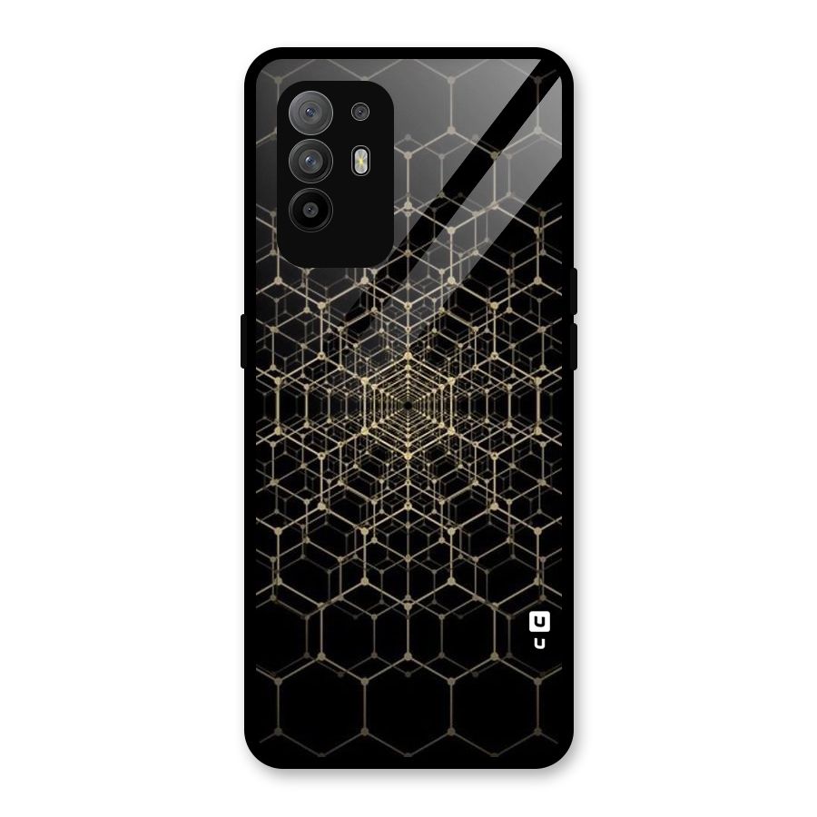 Gold Web Glass Back Case for Oppo F19 Pro Plus 5G