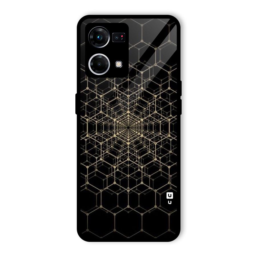 Gold Web Glass Back Case for Oppo F21 Pro 4G