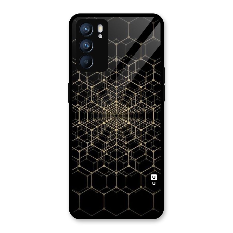 Gold Web Glass Back Case for Oppo Reno6 5G