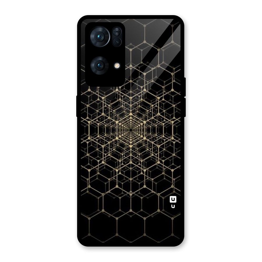 Gold Web Glass Back Case for Oppo Reno7 Pro 5G