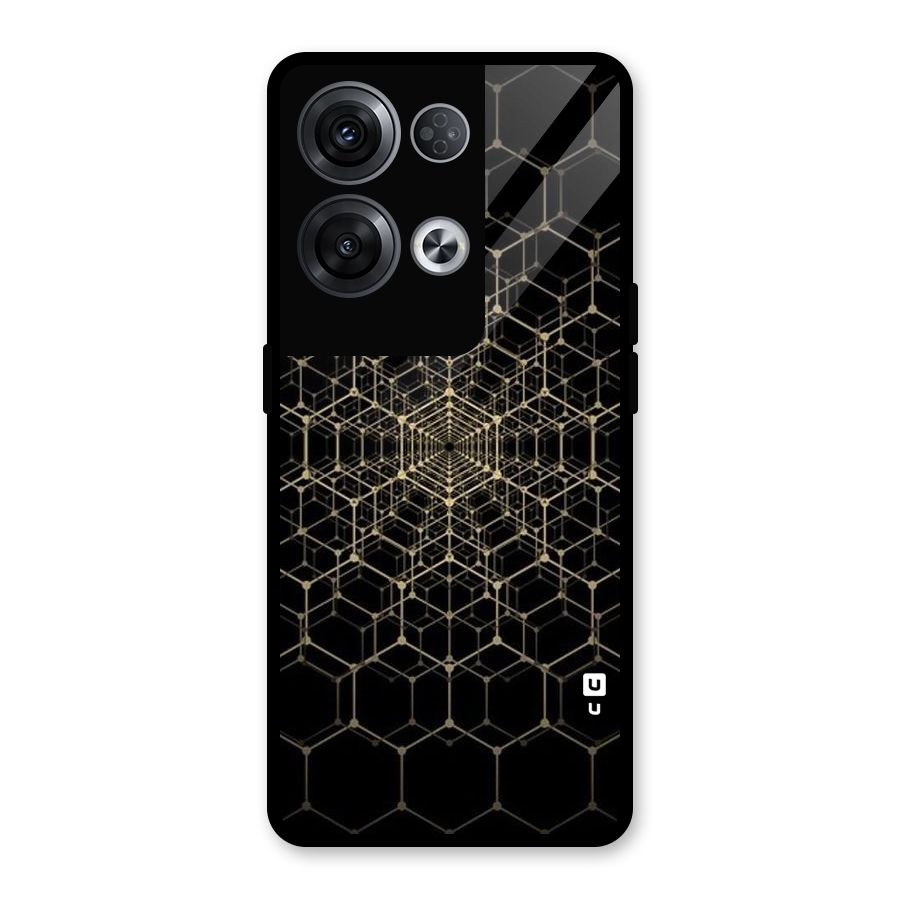 Gold Web Glass Back Case for Oppo Reno8 Pro 5G