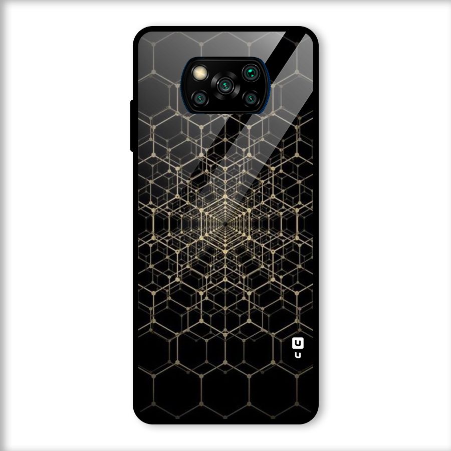 Gold Web Glass Back Case for Poco X3