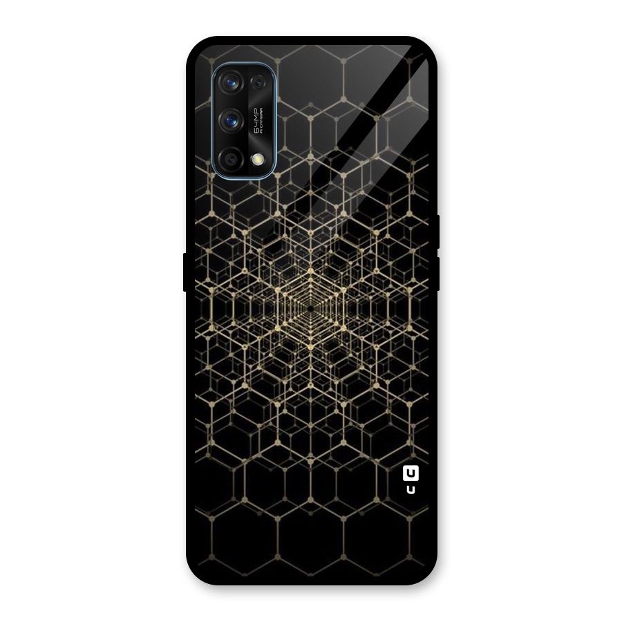 Gold Web Glass Back Case for Realme 7 Pro