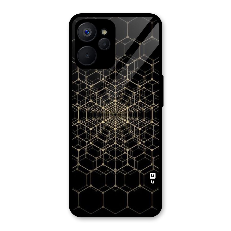 Gold Web Glass Back Case for Realme 9i 5G