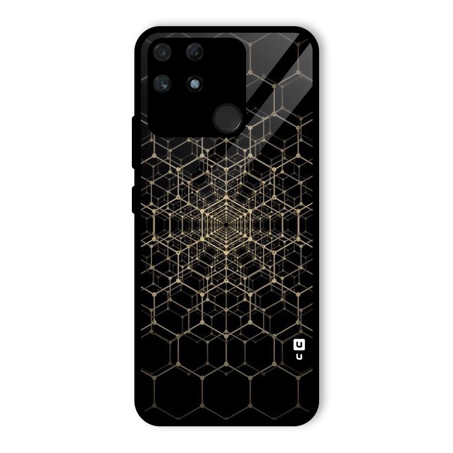 Gold Web Glass Back Case for Realme Narzo 50A