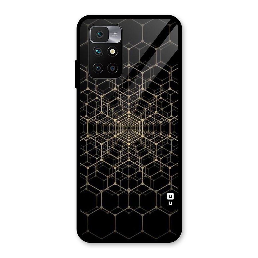 Gold Web Glass Back Case for Redmi 10 Prime