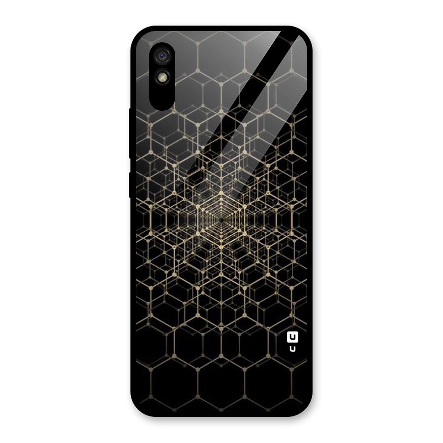 Gold Web Glass Back Case for Redmi 9i