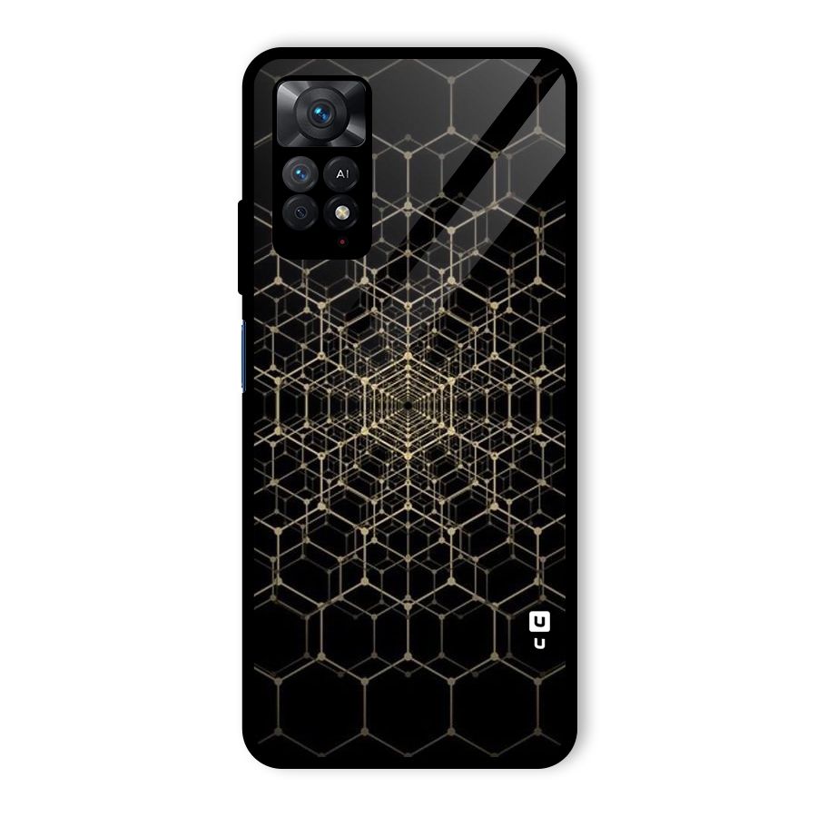 Gold Web Glass Back Case for Redmi Note 11 Pro