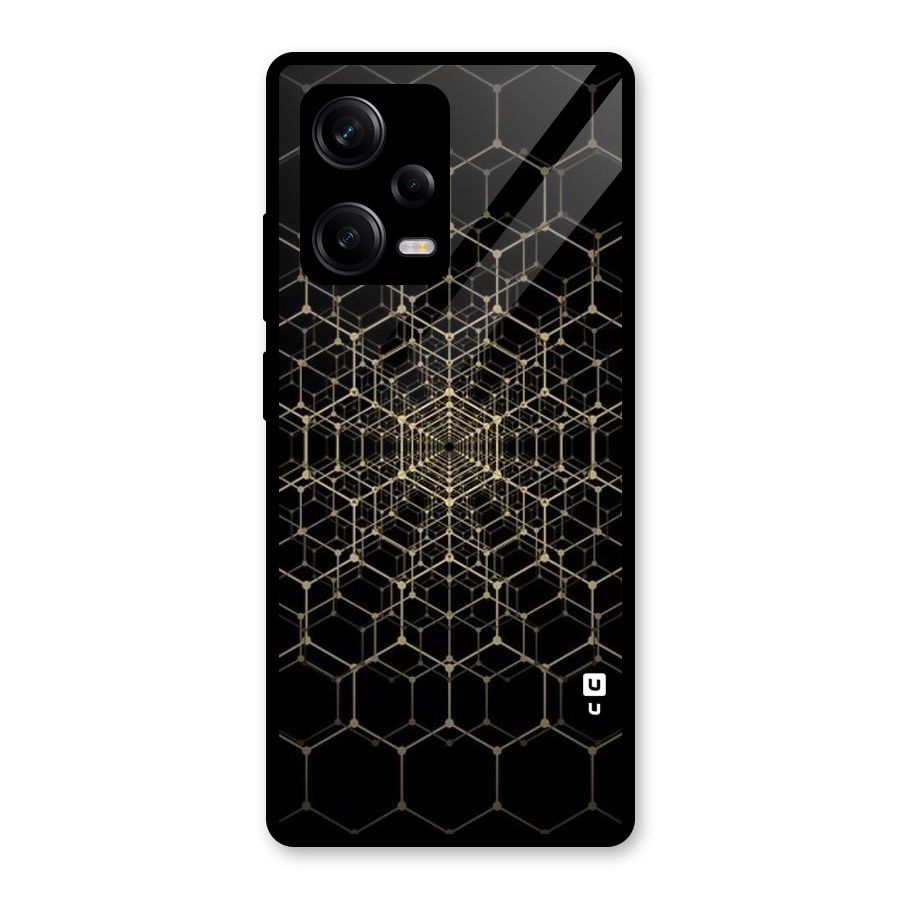 Gold Web Glass Back Case for Redmi Note 12 Pro