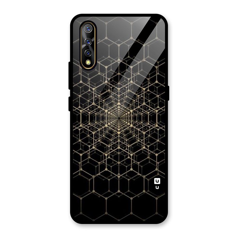 Gold Web Glass Back Case for Vivo S1