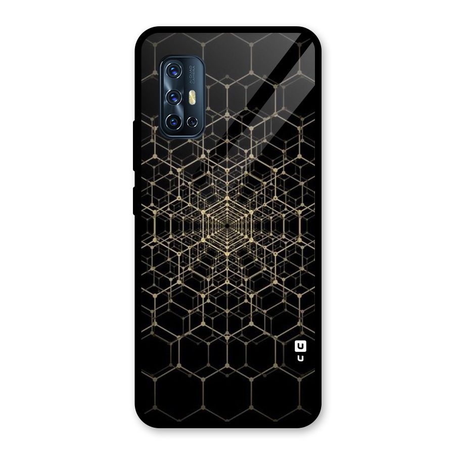 Gold Web Glass Back Case for Vivo V17