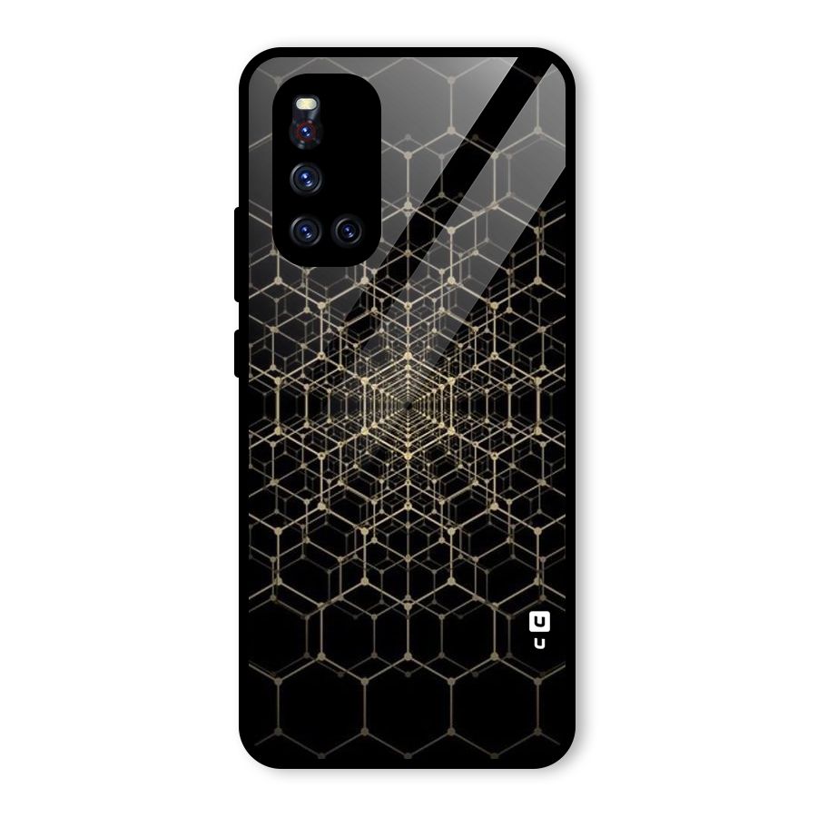 Gold Web Glass Back Case for Vivo V19