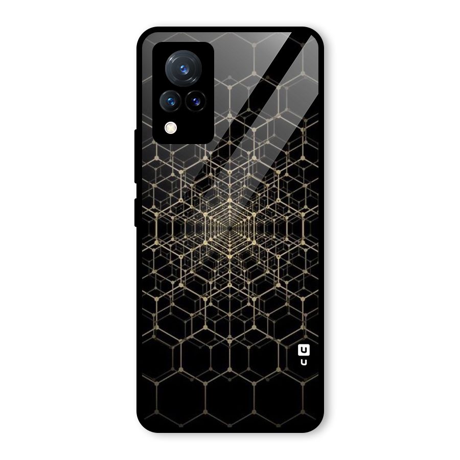 Gold Web Glass Back Case for Vivo V21 5G