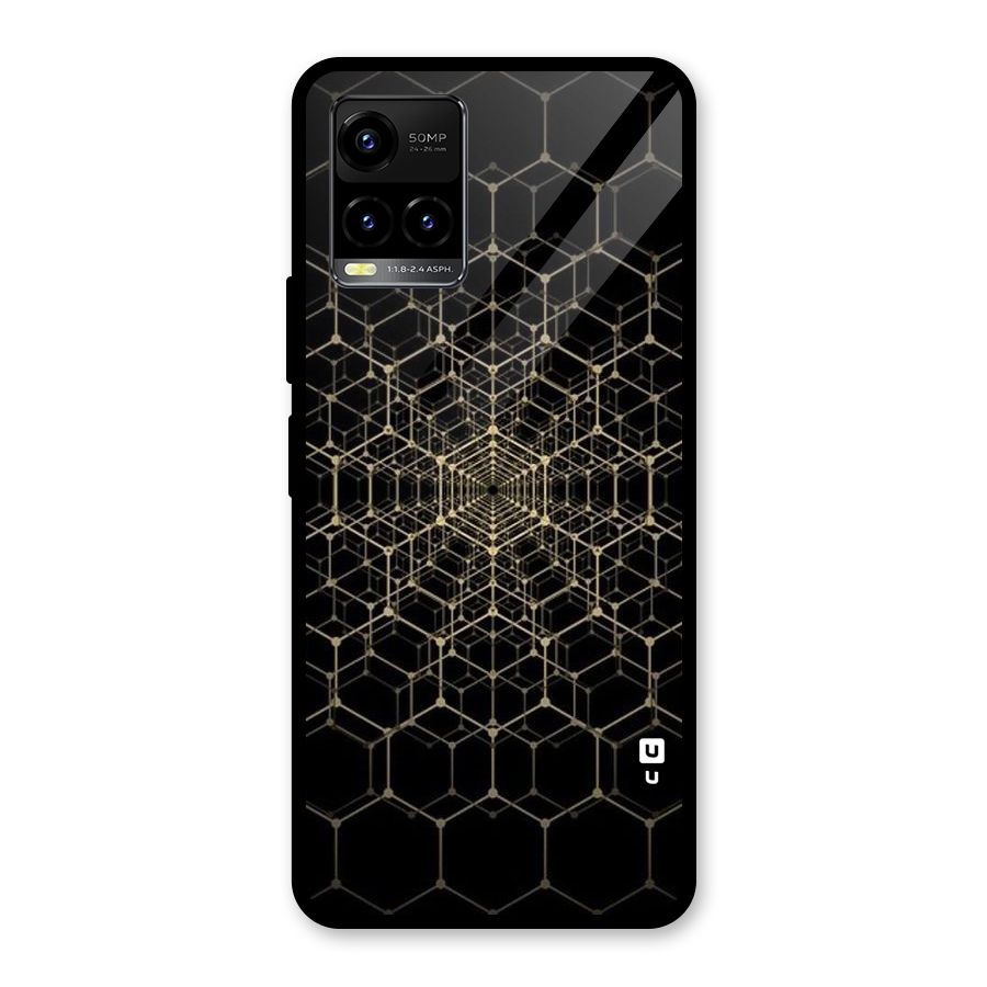 Gold Web Glass Back Case for Vivo Y21T