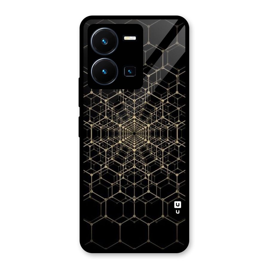 Gold Web Glass Back Case for Vivo Y35