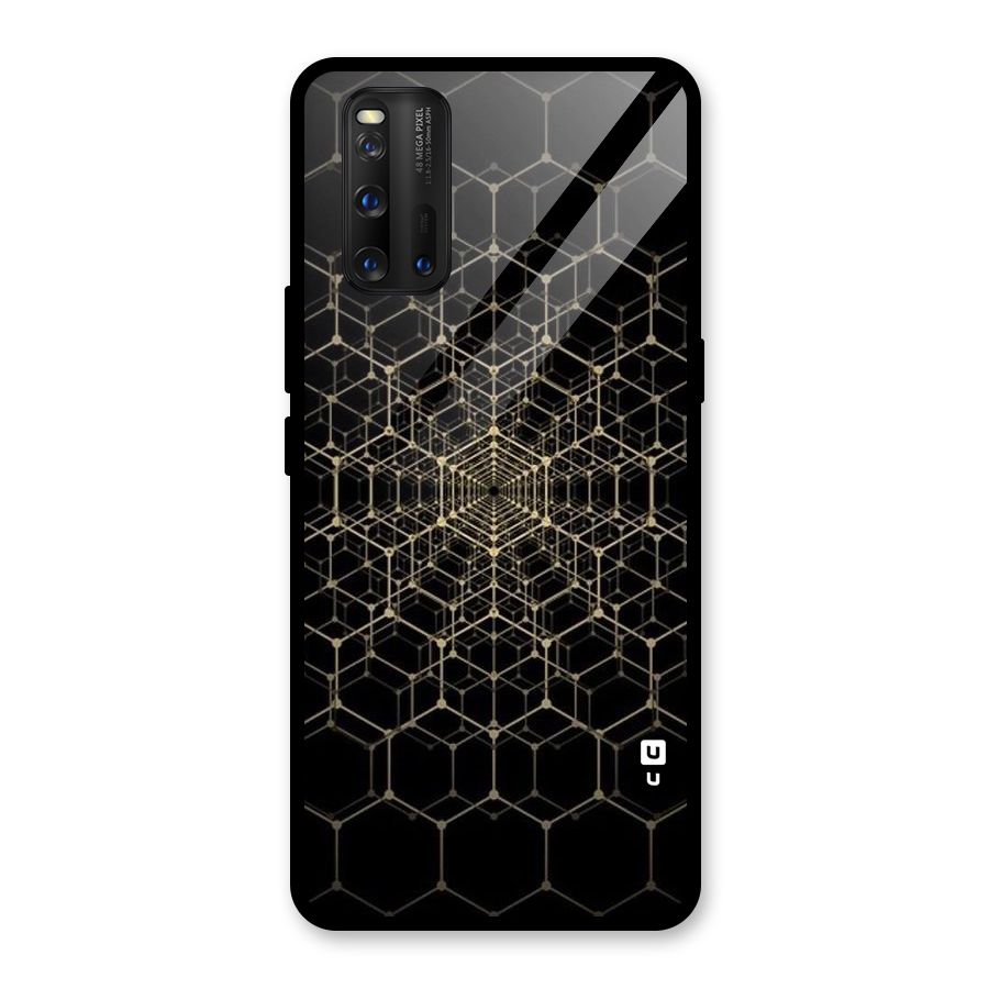Gold Web Glass Back Case for Vivo iQOO 3