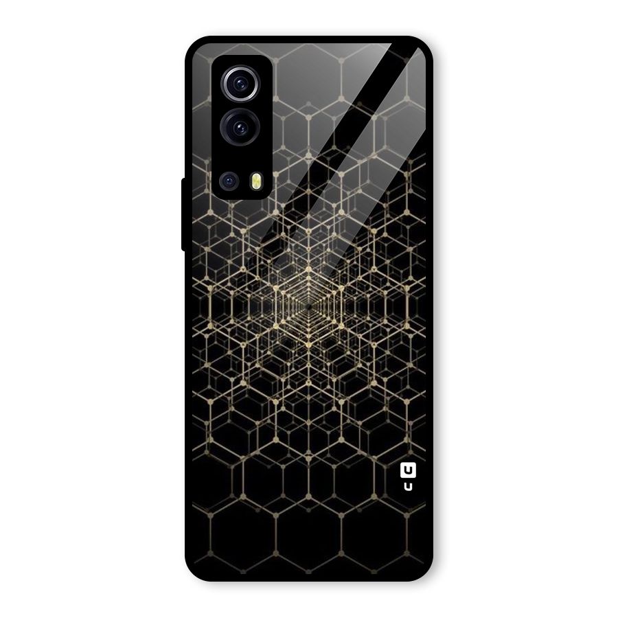 Gold Web Glass Back Case for Vivo iQOO Z3