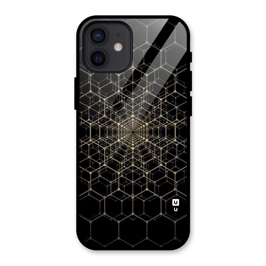 Gold Web Glass Back Case for iPhone 12
