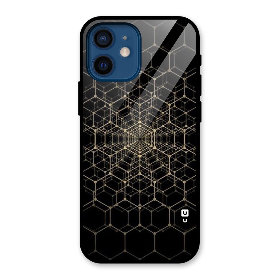 Gold Web Glass Back Case for iPhone 12 Mini