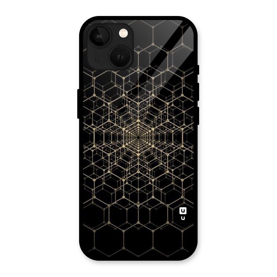 Gold Web Glass Back Case for iPhone 13