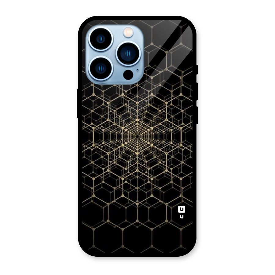 Gold Web Glass Back Case for iPhone 13 Pro