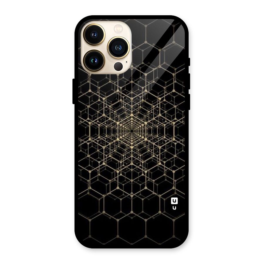 Gold Web Glass Back Case for iPhone 13 Pro Max
