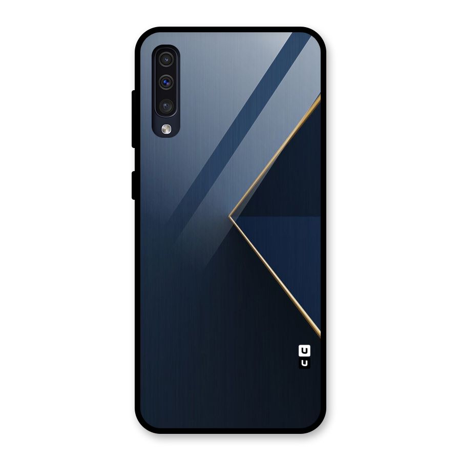 Golden Blue Triangle Glass Back Case for Galaxy A30s