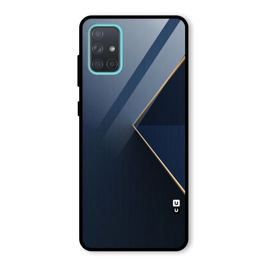 Golden Blue Triangle Glass Back Case for Galaxy A71