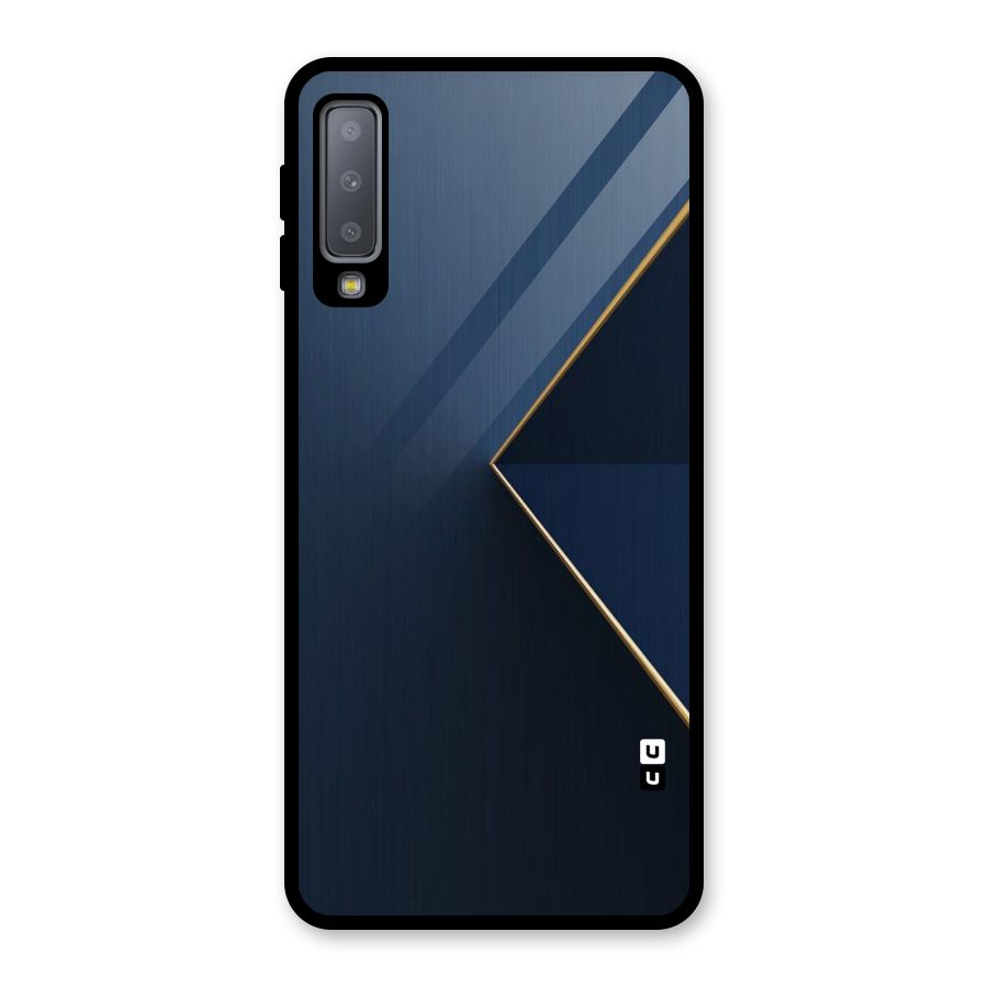 Golden Blue Triangle Glass Back Case for Galaxy A7 (2018)