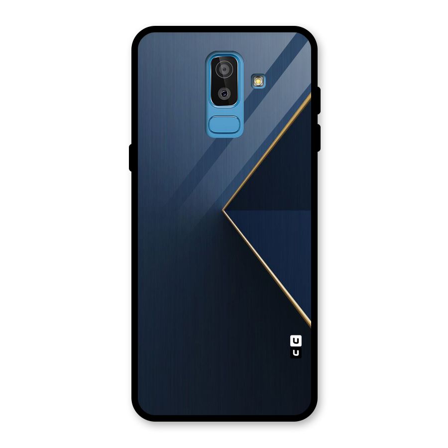 Golden Blue Triangle Glass Back Case for Galaxy J8