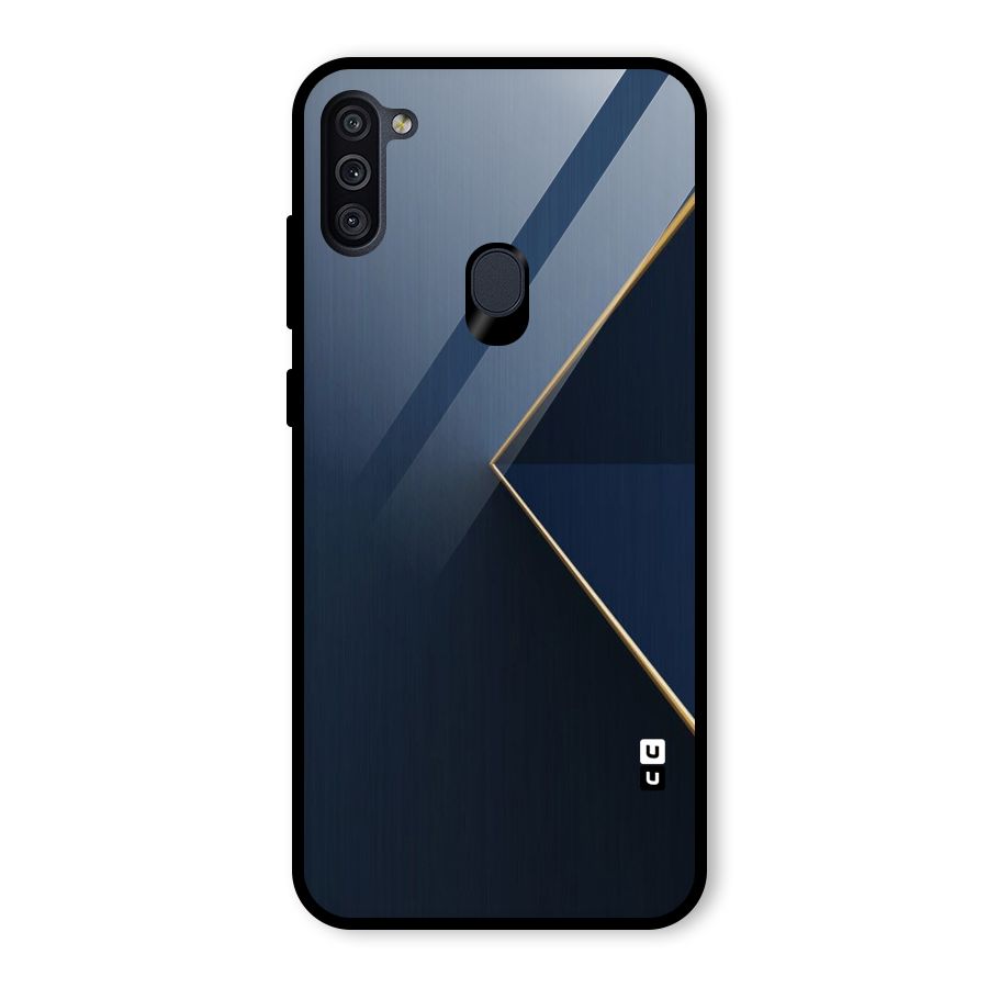 Golden Blue Triangle Glass Back Case for Galaxy M11