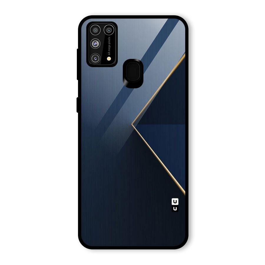 Golden Blue Triangle Glass Back Case for Galaxy M31