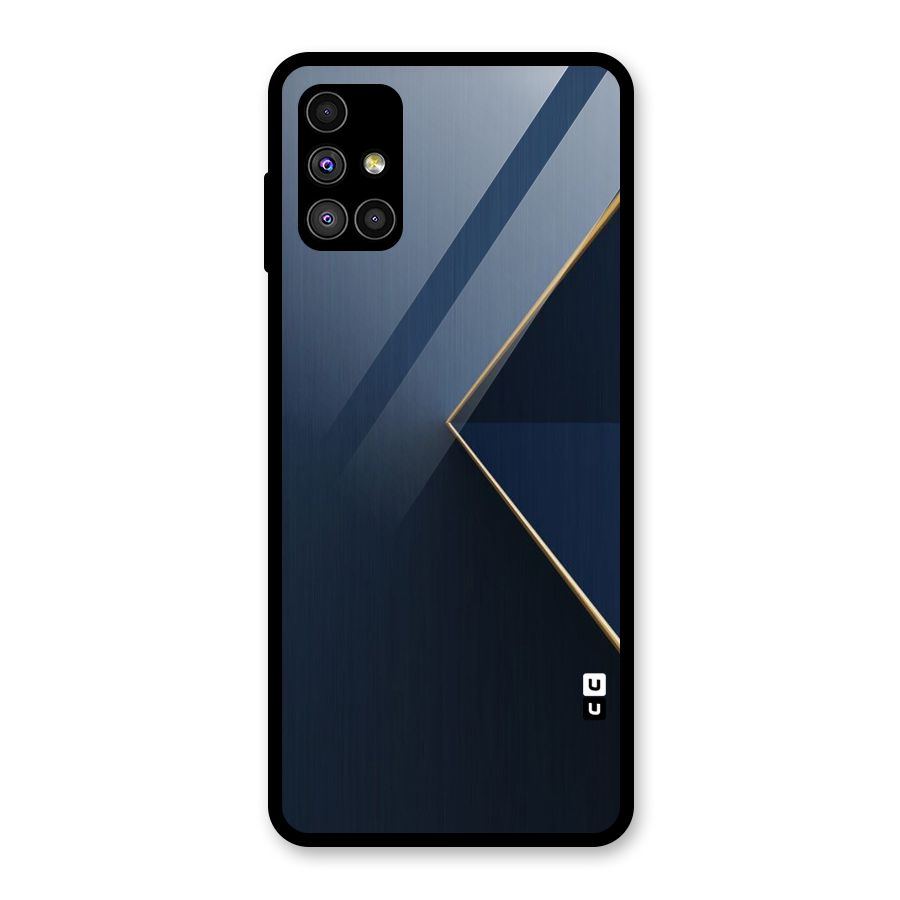 Golden Blue Triangle Glass Back Case for Galaxy M51