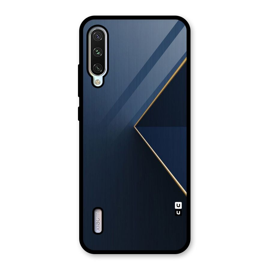 Golden Blue Triangle Glass Back Case for Mi A3