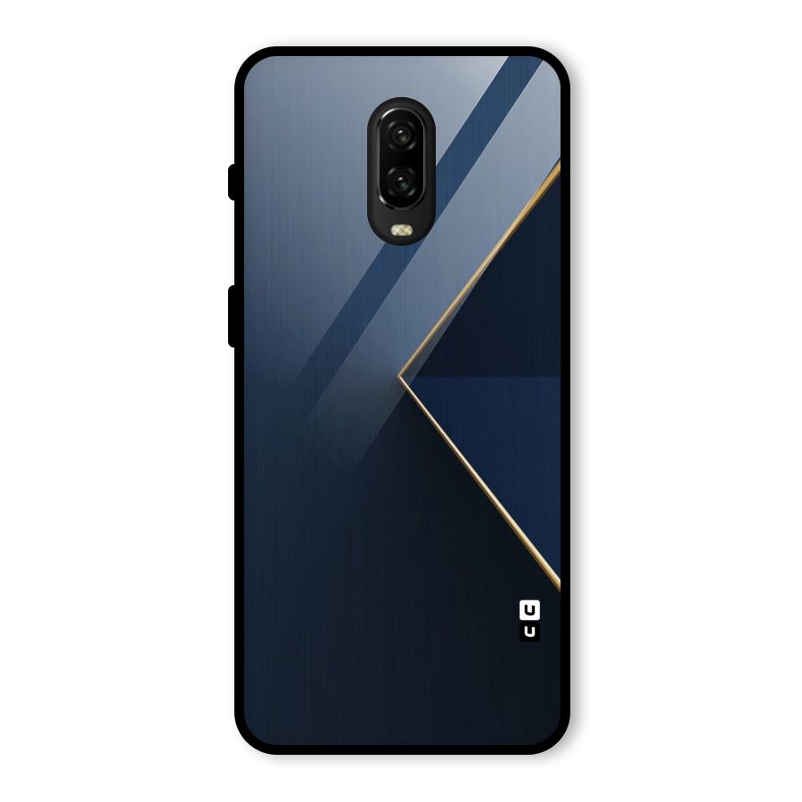 Golden Blue Triangle Glass Back Case for OnePlus 6T