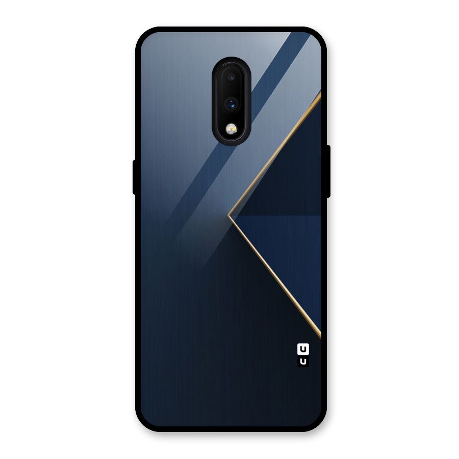 Golden Blue Triangle Glass Back Case for OnePlus 7