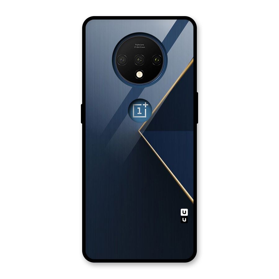 Golden Blue Triangle Glass Back Case for OnePlus 7T