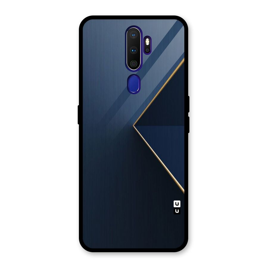 Golden Blue Triangle Glass Back Case for Oppo A9 (2020)