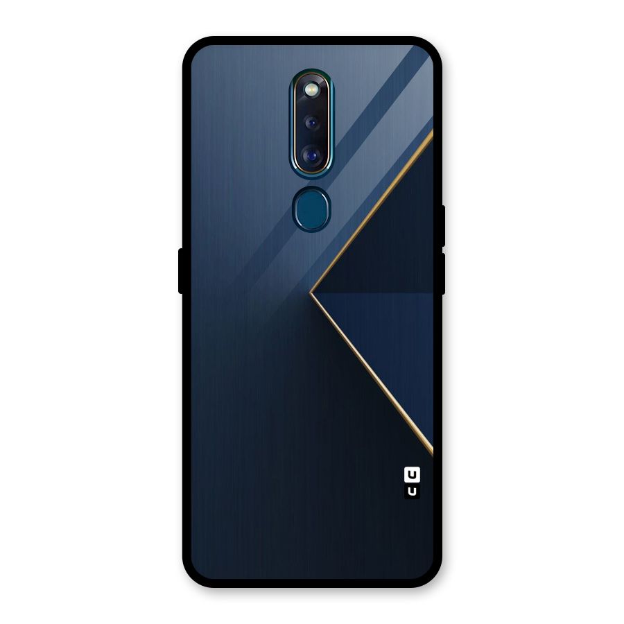 Golden Blue Triangle Glass Back Case for Oppo F11 Pro