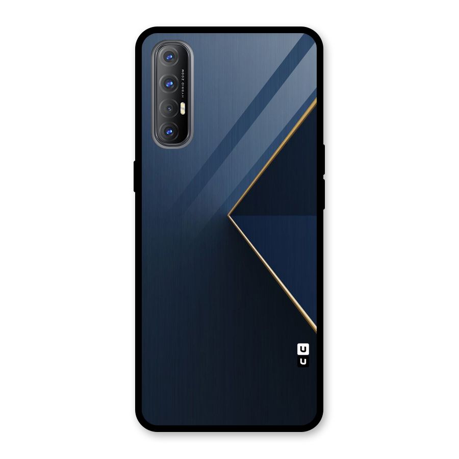 Golden Blue Triangle Glass Back Case for Oppo Reno3 Pro