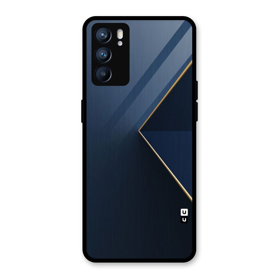 Golden Blue Triangle Glass Back Case for Oppo Reno6 5G