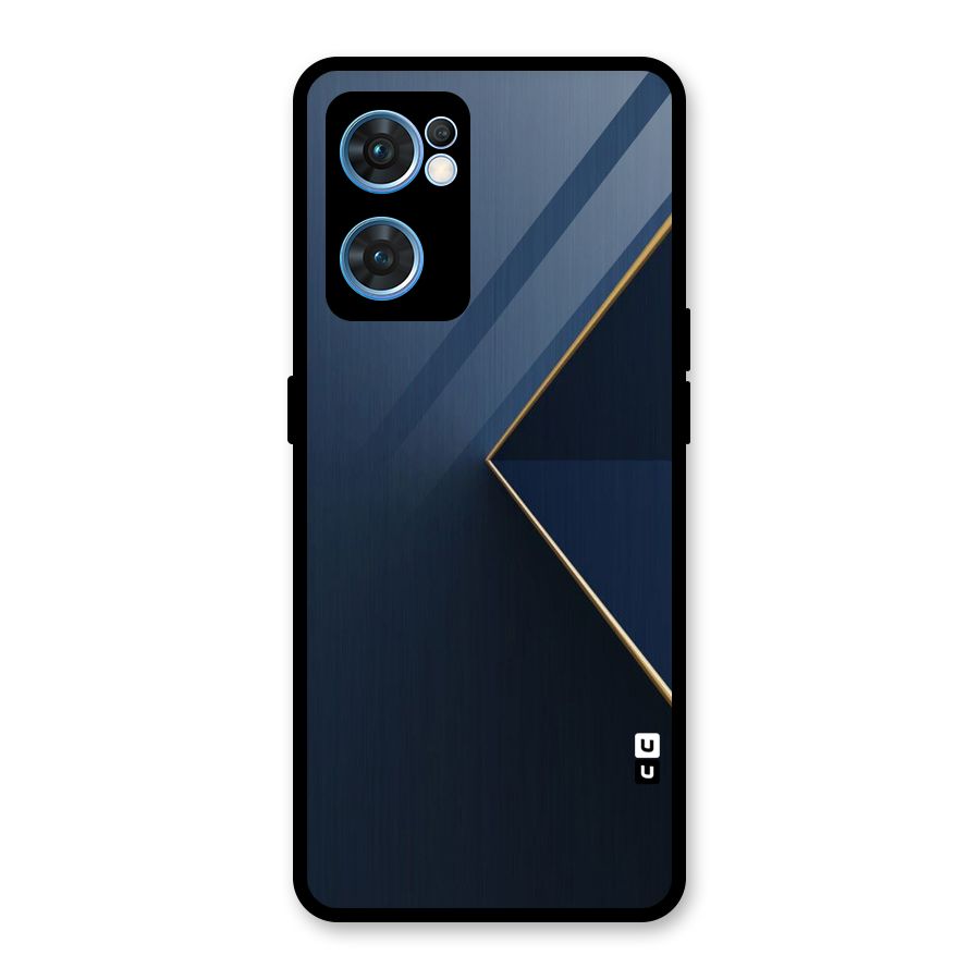 Golden Blue Triangle Glass Back Case for Oppo Reno7 5G