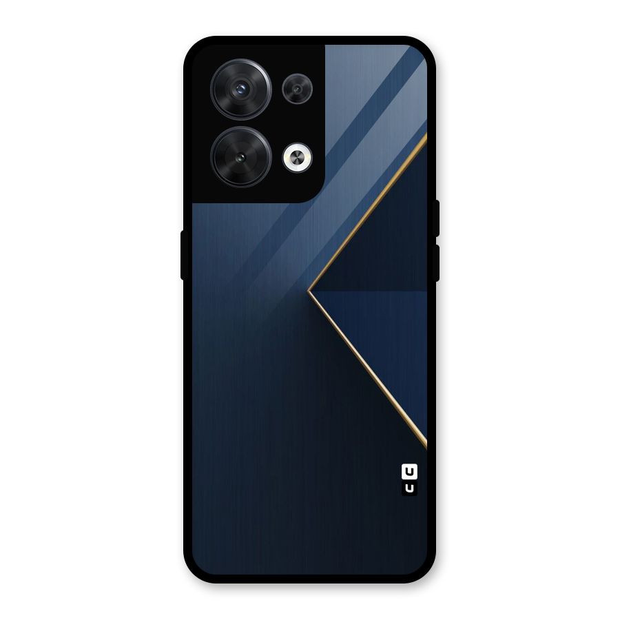 Golden Blue Triangle Glass Back Case for Oppo Reno8 5G