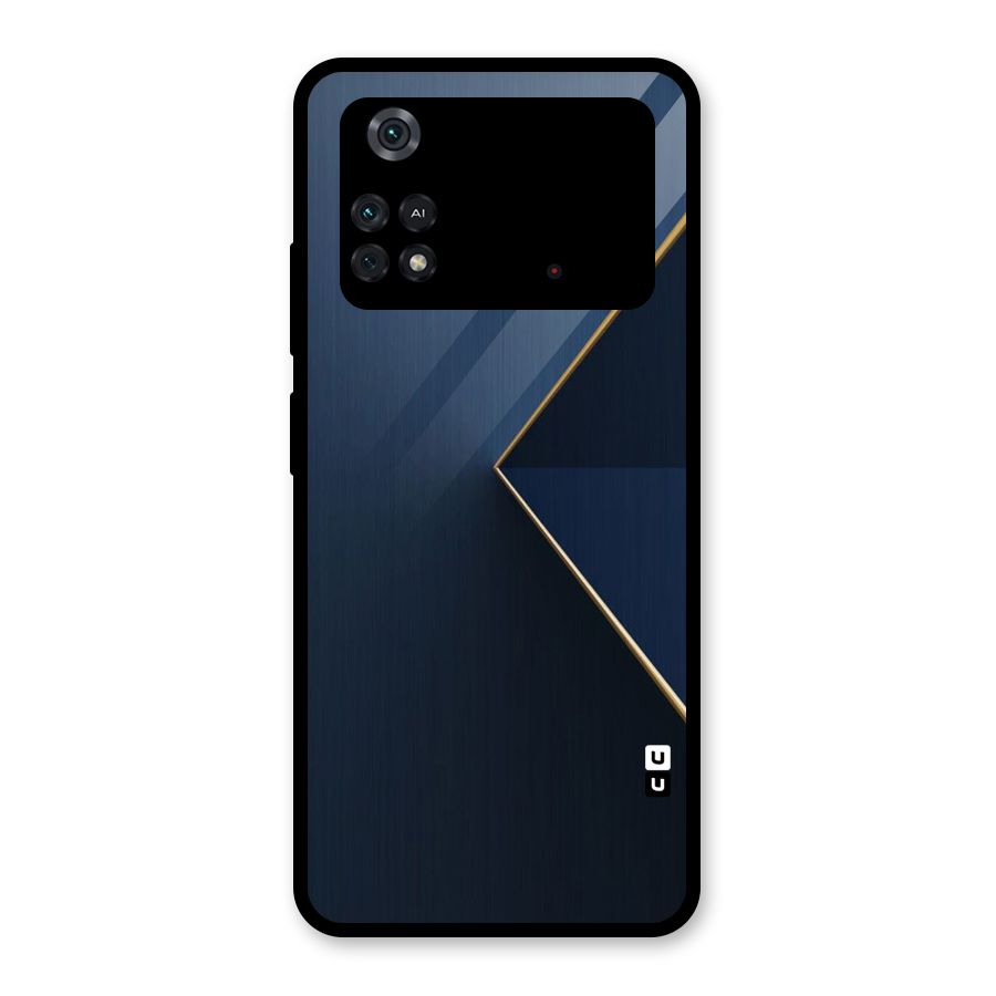 Golden Blue Triangle Glass Back Case for Poco M4 Pro 4G