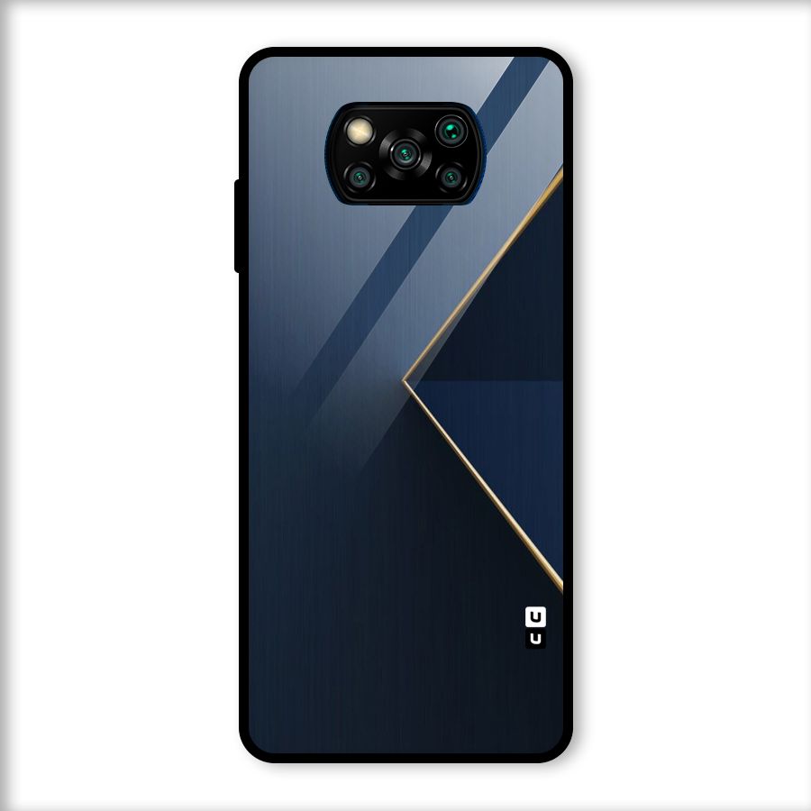 Golden Blue Triangle Glass Back Case for Poco X3
