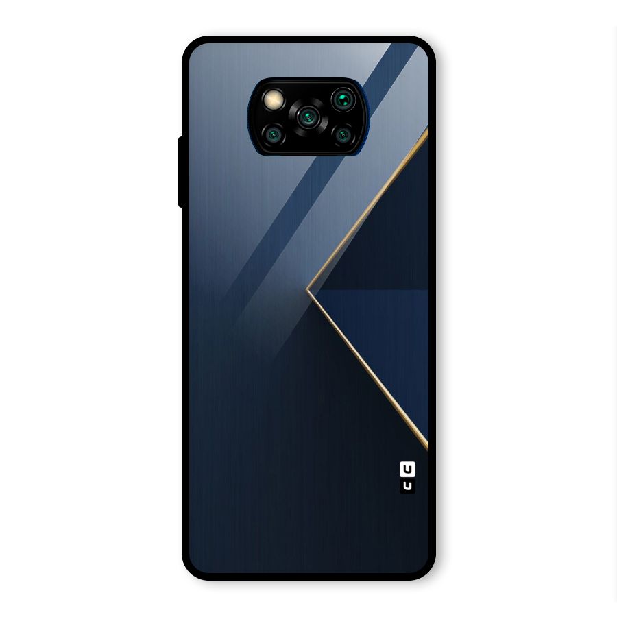 Golden Blue Triangle Glass Back Case for Poco X3 Pro